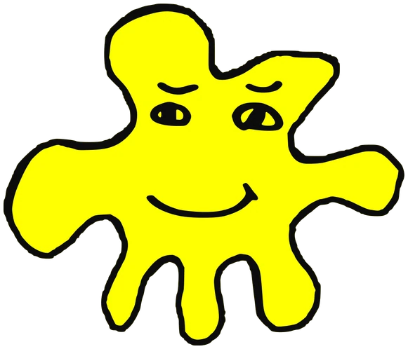 Mario, Tata #0007: a yellow Amoeba Tata, hand-drawn by Marcelo and Noel Morera (Tata 1000 Faces)