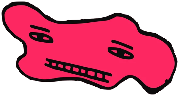 Bleebo, Tata #0015: a red Amoeba Tata, hand-drawn by Marcelo and Noel Morera (Tata 1000 Faces)