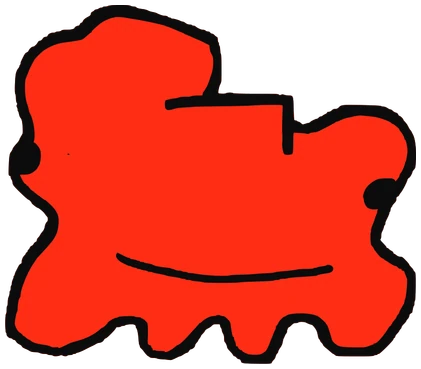 Roger, Tata #0032: a bright red Latinx Tata, hand-drawn by Marcelo and Noel Morera (Tata 1000 Faces)