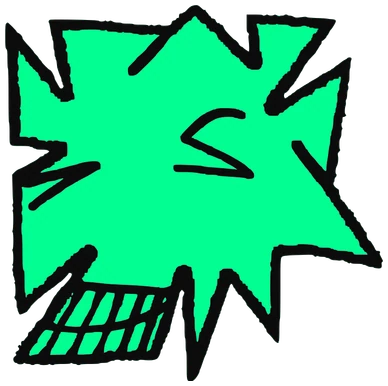 Noel, Tata #0046: a green Star Tata, hand-drawn by Marcelo and Noel Morera (Tata 1000 Faces)