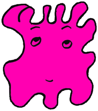 Marmin, Tata #0059: a pink Amoeba Tata, hand-drawn by Marcelo and Noel Morera (Tata 1000 Faces)