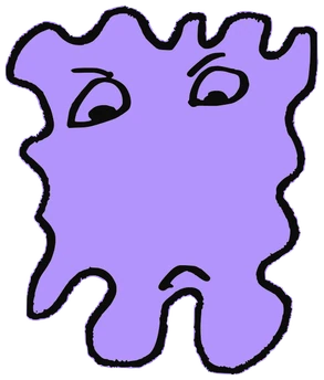 Leoni, Tata #0089: a purple Amoeba Tata, hand-drawn by Marcelo and Noel Morera (Tata 1000 Faces)