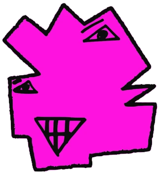 Crik, Tata #0099: a pink Latinx Tata, hand-drawn by Marcelo and Noel Morera (Tata 1000 Faces)