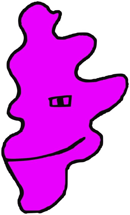 Nicolas Martinez, Tata #0100: a pink Amoeba Tata, hand-drawn by Marcelo and Noel Morera (Tata 1000 Faces)