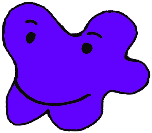 Bee, Tata #0108: a blue Amoeba Tata, hand-drawn by Marcelo and Noel Morera (Tata 1000 Faces)