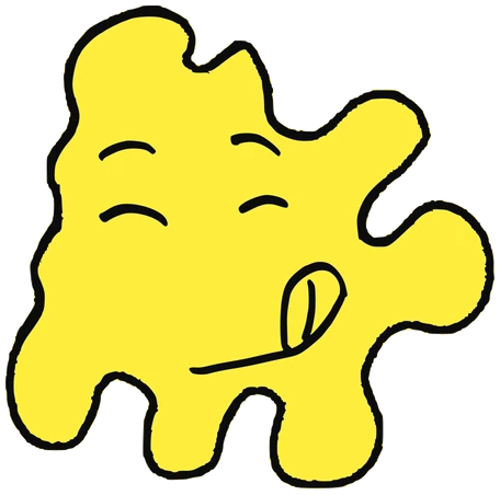 Floki, Tata #0123: a yellow Amoeba Tata, hand-drawn by Marcelo and Noel Morera (Tata 1000 Faces)