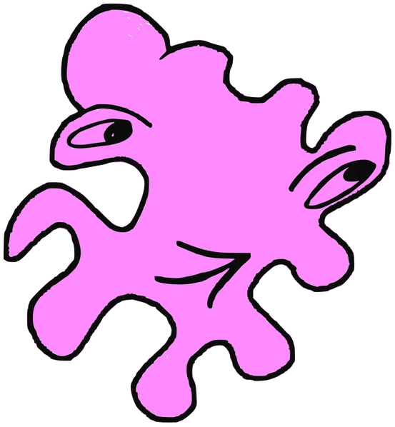 Porko, Tata #0124: a pink Amoeba Tata, hand-drawn by Marcelo and Noel Morera (Tata 1000 Faces)