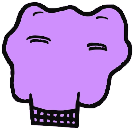 Dlag, Tata #0132: a purple Amoeba Tata, hand-drawn by Marcelo and Noel Morera (Tata 1000 Faces)