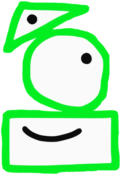 Babayaga, Tata #0142: a white and green Other Tata, hand-drawn by Marcelo and Noel Morera (Tata 1000 Faces)