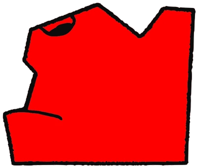 Tank, Tata #0152: a red Tareco Tata, hand-drawn by Marcelo and Noel Morera (Tata 1000 Faces)