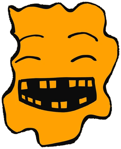 Fak, Tata #0154: a orange Amoeba Tata, hand-drawn by Marcelo and Noel Morera (Tata 1000 Faces)