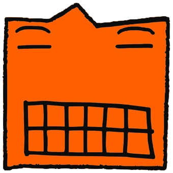 Boxo, Tata #0167: a orange Tareco Tata, hand-drawn by Marcelo and Noel Morera (Tata 1000 Faces)