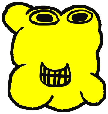 Light, Tata #0169: a yellow Amoeba Tata, hand-drawn by Marcelo and Noel Morera (Tata 1000 Faces)