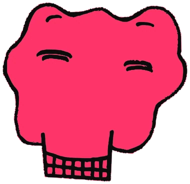 Gama, Tata #0171: a pink Latinx Tata, hand-drawn by Marcelo and Noel Morera (Tata 1000 Faces)