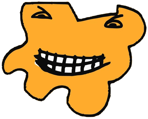 Whited, Tata #0175: a orange Amoeba Tata, hand-drawn by Marcelo and Noel Morera (Tata 1000 Faces)