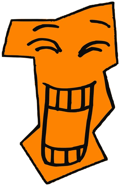 Karlos, Tata #0184: a orange Tareco Tata, hand-drawn by Marcelo and Noel Morera (Tata 1000 Faces)