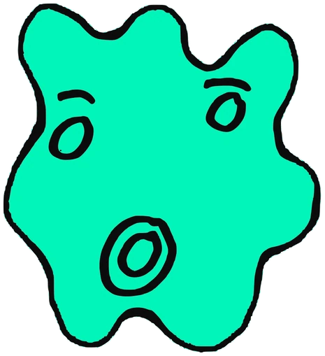 Nani, Tata #0187: a emerald Amoeba Tata, hand-drawn by Marcelo and Noel Morera (Tata 1000 Faces)