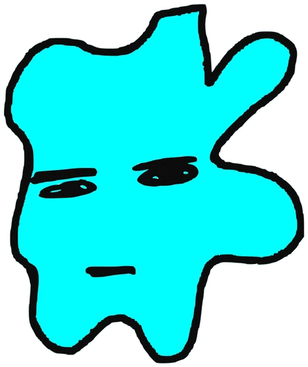 Javier, Tata #0197: a blue Amoeba Tata, hand-drawn by Marcelo and Noel Morera (Tata 1000 Faces)