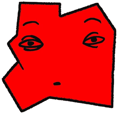 Sokn, Tata #0229: a red Tareco Tata, hand-drawn by Marcelo and Noel Morera (Tata 1000 Faces)