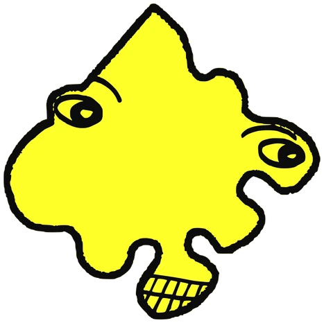 Hyru, Tata #0231: a yellow Amoeba Tata, hand-drawn by Marcelo and Noel Morera (Tata 1000 Faces)