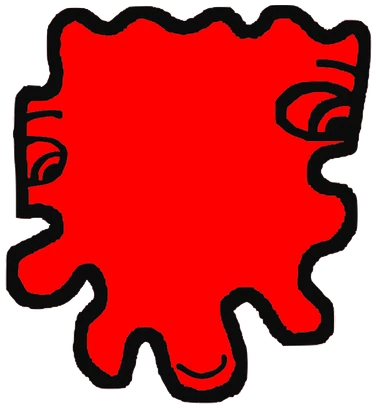 Smelly, Tata #0232: a red Amoeba Tata, hand-drawn by Marcelo and Noel Morera (Tata 1000 Faces)