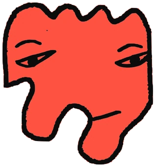 Molii, Tata #0240: a orange Amoeba Tata, hand-drawn by Marcelo and Noel Morera (Tata 1000 Faces)