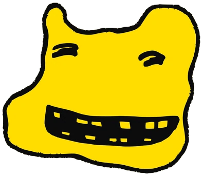 Lokkk, Tata #0241: a yellow Amoeba Tata, hand-drawn by Marcelo and Noel Morera (Tata 1000 Faces)
