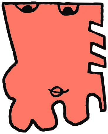 Arepo, Tata #0243: a ham orange Latinx Tata, hand-drawn by Marcelo and Noel Morera (Tata 1000 Faces)