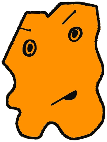 Tenet, Tata #0252: a orange Latinx Tata, hand-drawn by Marcelo and Noel Morera (Tata 1000 Faces)