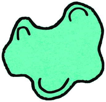 Jocelin, Tata #0261: a aqua Amoeba Tata, hand-drawn by Marcelo and Noel Morera (Tata 1000 Faces)