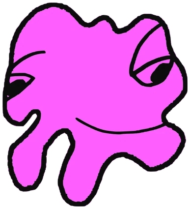 Niightt, Tata #0263: a pink Amoeba Tata, hand-drawn by Marcelo and Noel Morera (Tata 1000 Faces)