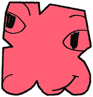 Jeni, Tata #0272: a redish pink Latinx Tata, hand-drawn by Marcelo and Noel Morera (Tata 1000 Faces)