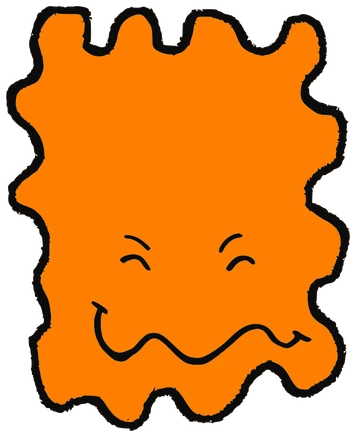 Fairr, Tata #0283: a orange Amoeba Tata, hand-drawn by Marcelo and Noel Morera (Tata 1000 Faces)