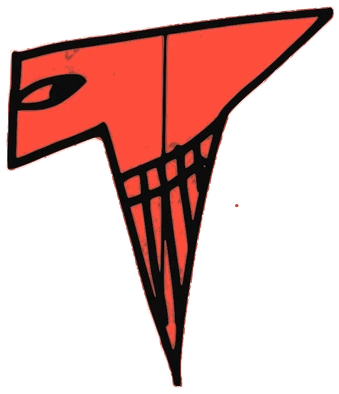 Tekon, Tata #0286: a dark orange Star Tata, hand-drawn by Marcelo and Noel Morera (Tata 1000 Faces)