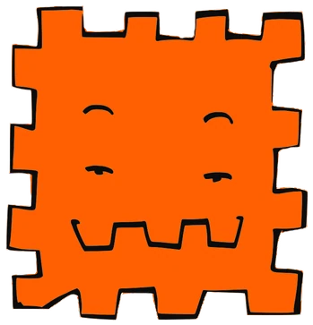 Patch, Tata #0287: a orange Tareco Tata, hand-drawn by Marcelo and Noel Morera (Tata 1000 Faces)