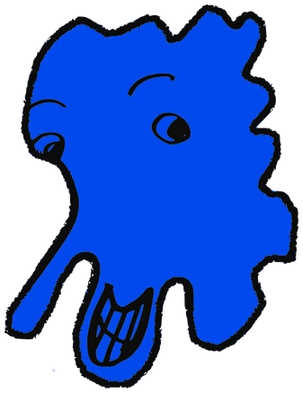 Musik, Tata #0299: a dark blue Amoeba Tata, hand-drawn by Marcelo and Noel Morera (Tata 1000 Faces)