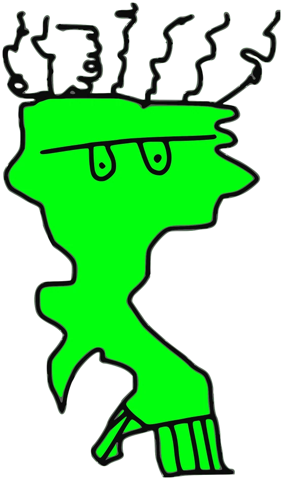 Raskal, Tata #0301: a lime Amoeba Tata, hand-drawn by Marcelo and Noel Morera (Tata 1000 Faces)