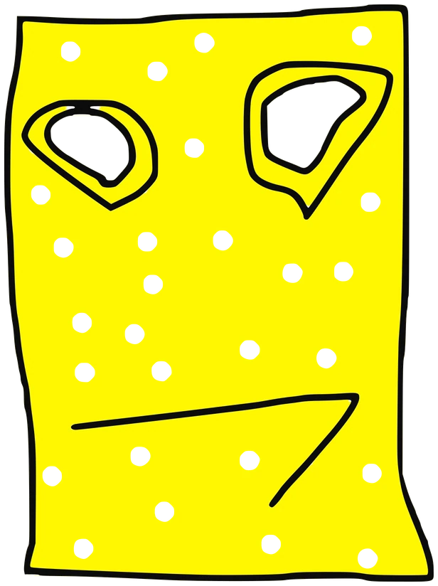 Spott, Tata #0309: a spotted yellow Tareco Tata, hand-drawn by Marcelo and Noel Morera (Tata 1000 Faces)