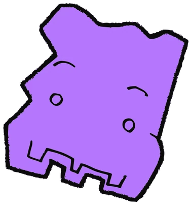 Hoppo, Tata #0312: a purple Latinx Tata, hand-drawn by Marcelo and Noel Morera (Tata 1000 Faces)