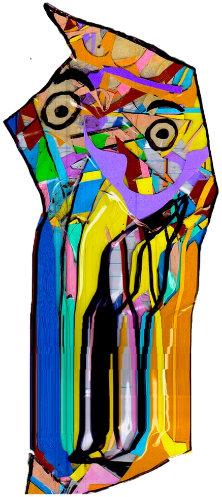 Melto, Tata #0321: a melted mosaic Latinx Tata, hand-drawn by Marcelo and Noel Morera (Tata 1000 Faces)