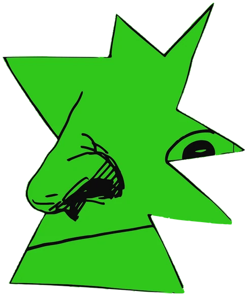 Snort, Tata #0322: a lime green Star Tata, hand-drawn by Marcelo and Noel Morera (Tata 1000 Faces)