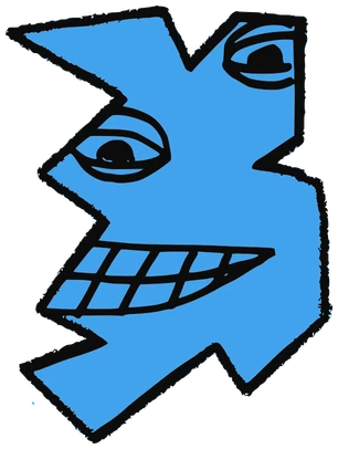 Pete, Tata #0338: a blue Tareco Tata, hand-drawn by Marcelo and Noel Morera (Tata 1000 Faces)