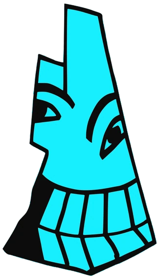 Seven, Tata #0356: a cyan Tareco Tata, hand-drawn by Marcelo and Noel Morera (Tata 1000 Faces)