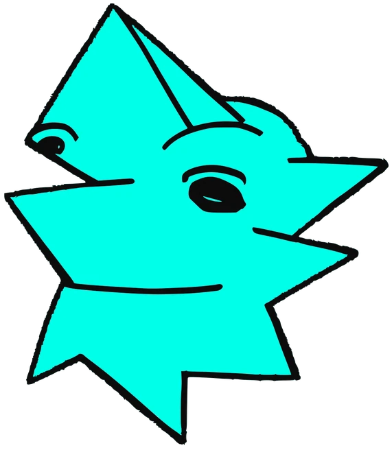 Miguelito, Tata #0366: a cyan Star Tata, hand-drawn by Marcelo and Noel Morera (Tata 1000 Faces)