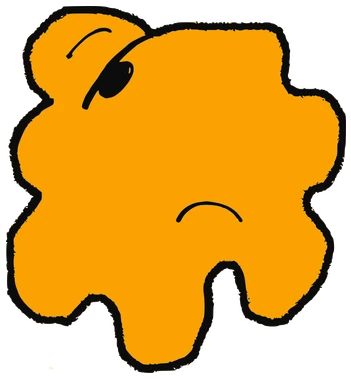 Kurt, Tata #0371: a orange Amoeba Tata, hand-drawn by Marcelo and Noel Morera (Tata 1000 Faces)