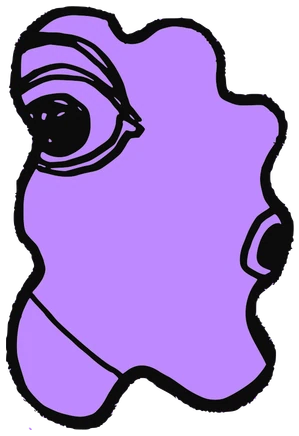 Nakimm, Tata #0372: a purple Amoeba Tata, hand-drawn by Marcelo and Noel Morera (Tata 1000 Faces)