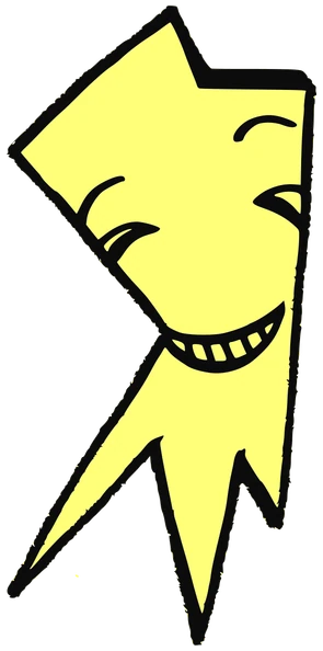 Jane, Tata #0374: a yellow Star Tata, hand-drawn by Marcelo and Noel Morera (Tata 1000 Faces)