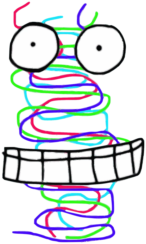 Swirly, Tata #0377: a rainbow strips The Ones Tata, hand-drawn by Marcelo and Noel Morera (Tata 1000 Faces)