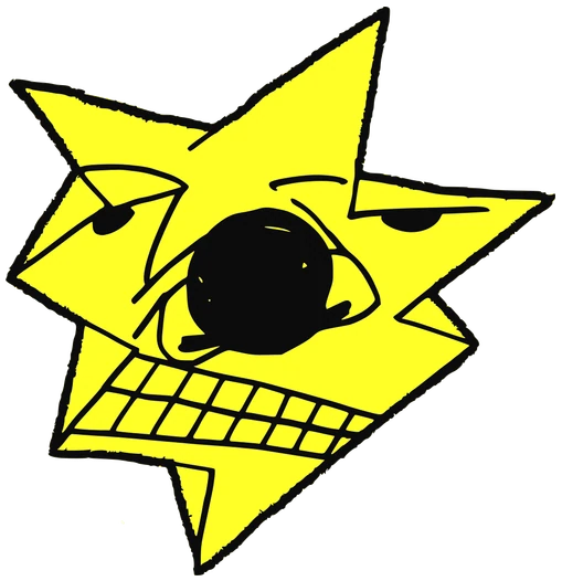 Terrace, Tata #0382: a yellow Star Tata, hand-drawn by Marcelo and Noel Morera (Tata 1000 Faces)