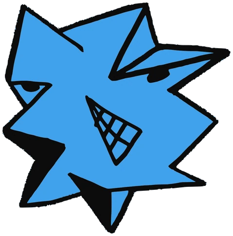 Yassop, Tata #0388: a blue and black Star Tata, hand-drawn by Marcelo and Noel Morera (Tata 1000 Faces)